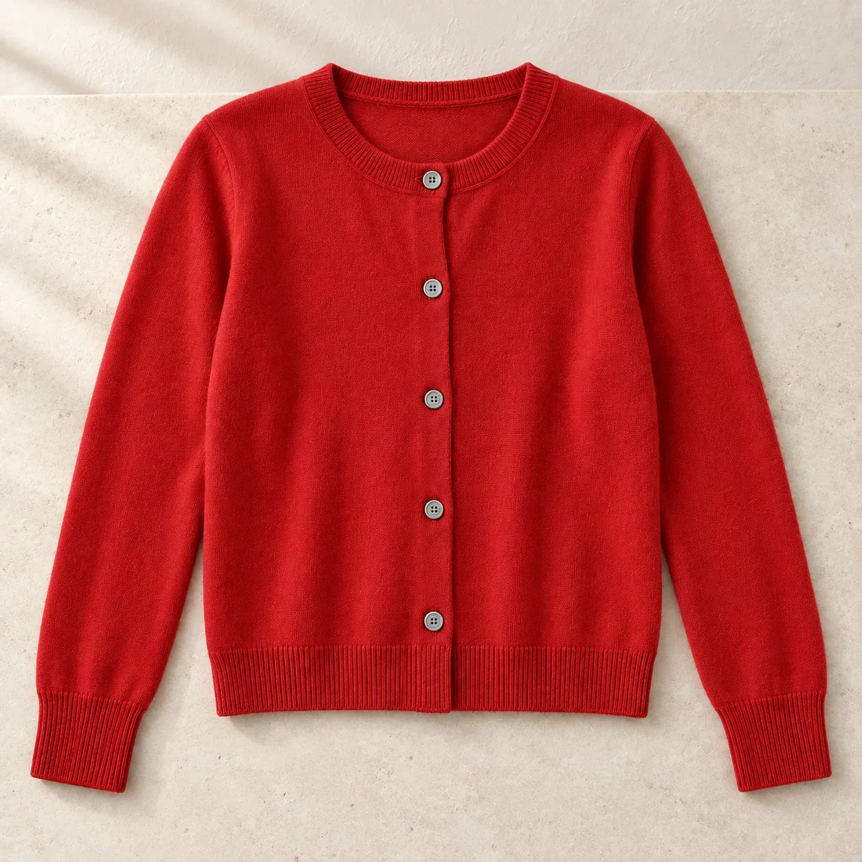 Red cardigan: full product view