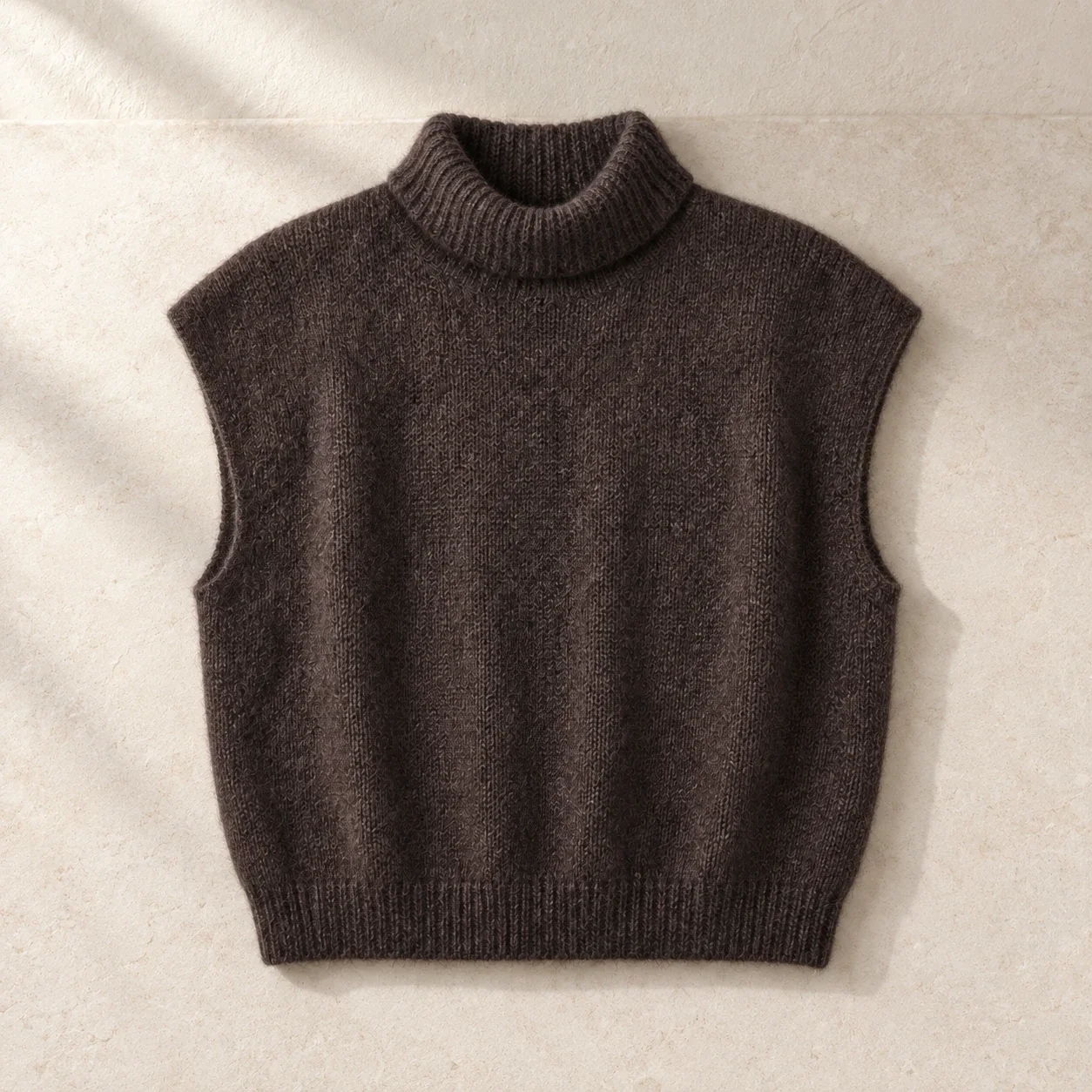 Coffee knit vest: full product view