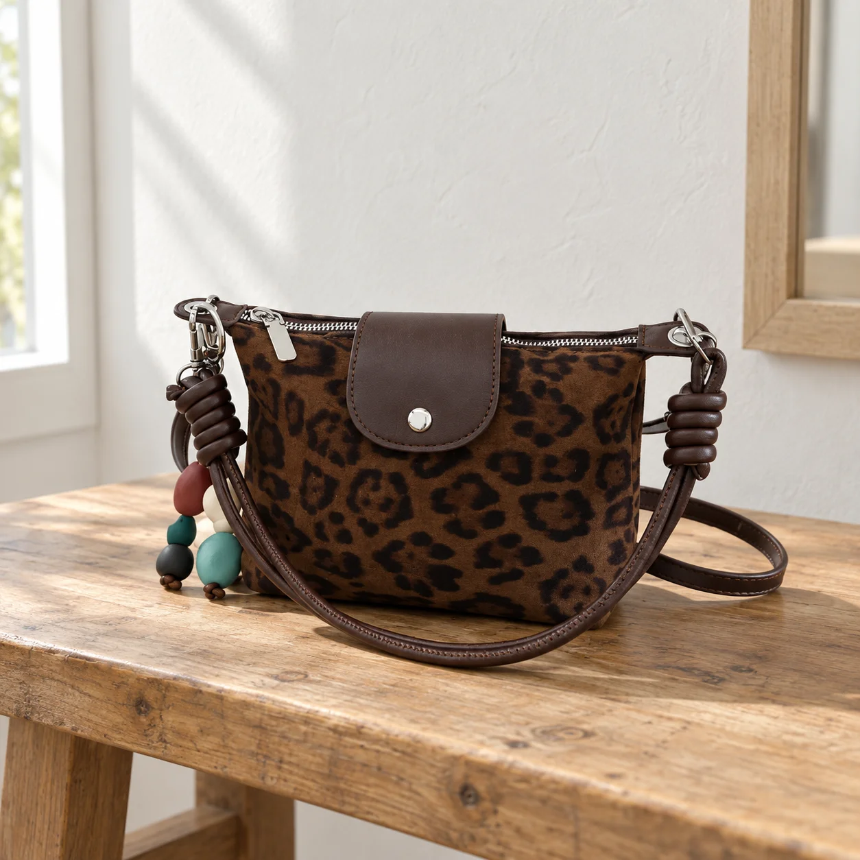 Rossi Cord Bag — Leopard print