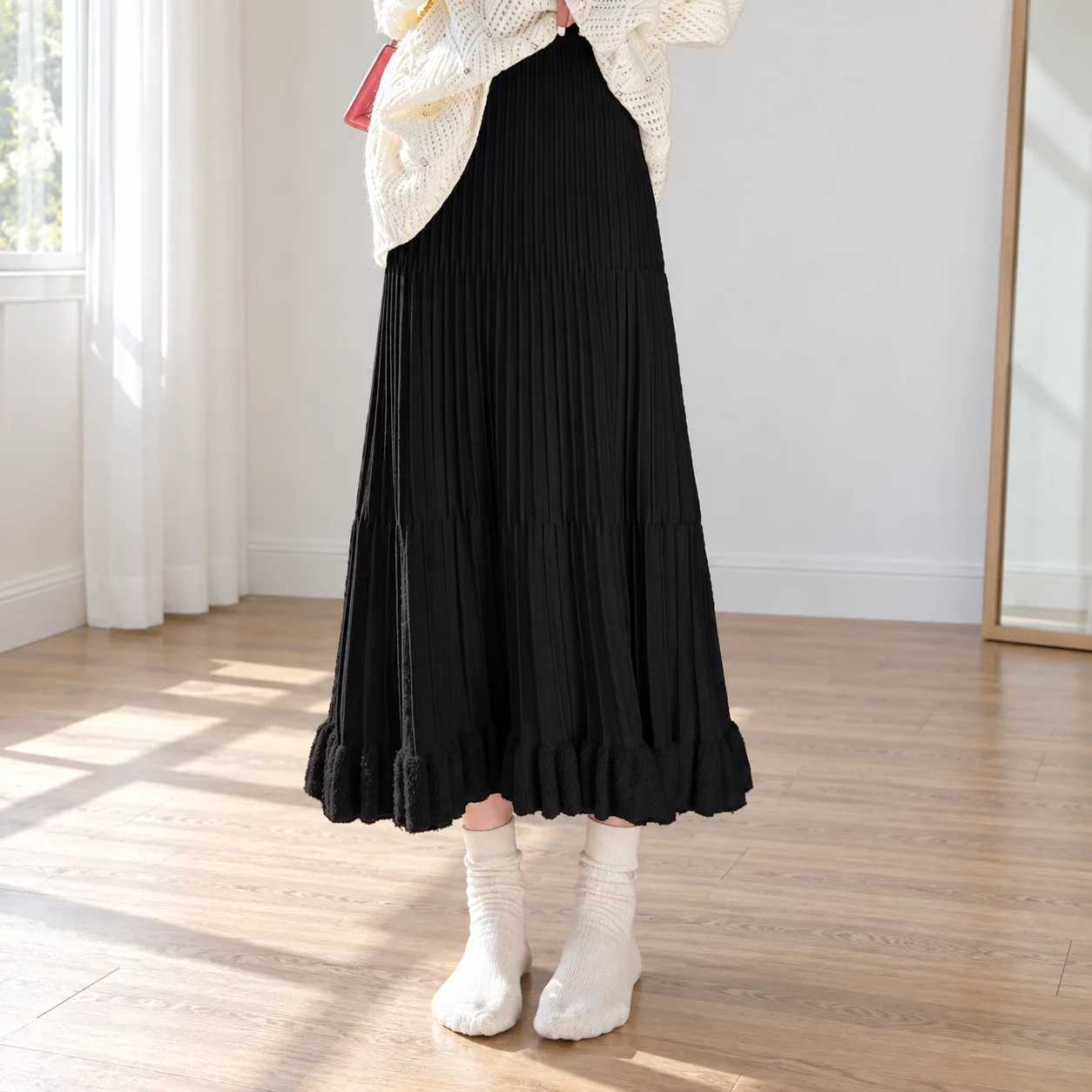 Camille Pleated Skirt — Black