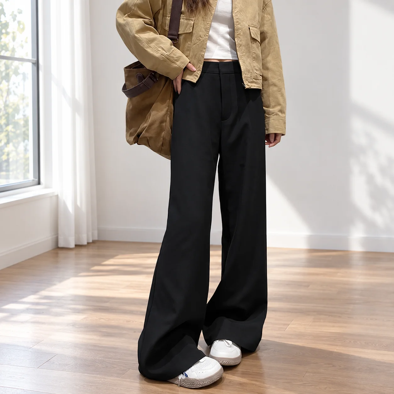 Delphine Wide Leg Trousers — Black