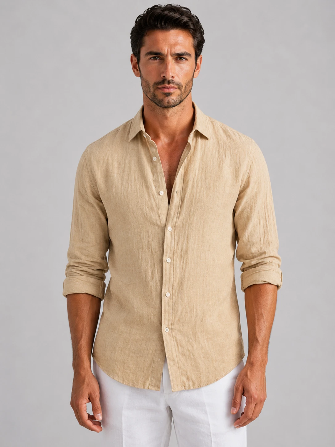 Men’s Linen Look Summer Shirt – Relaxed Fit Button-Up