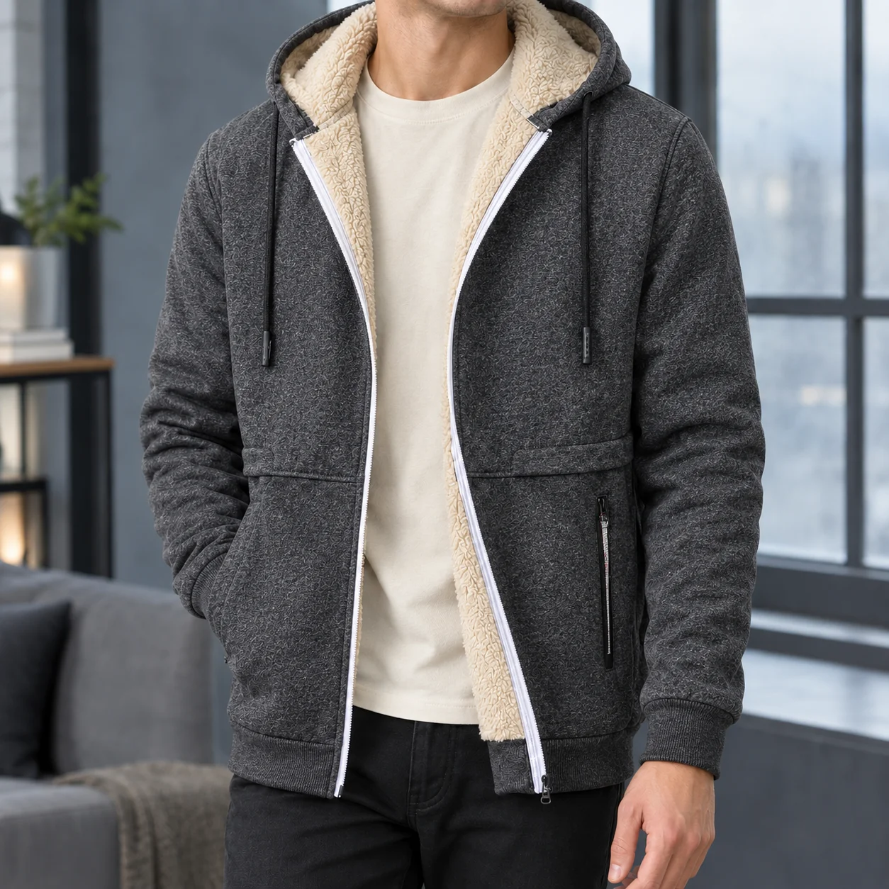 Valentin Lined Hooded Jacket — Dark Gray