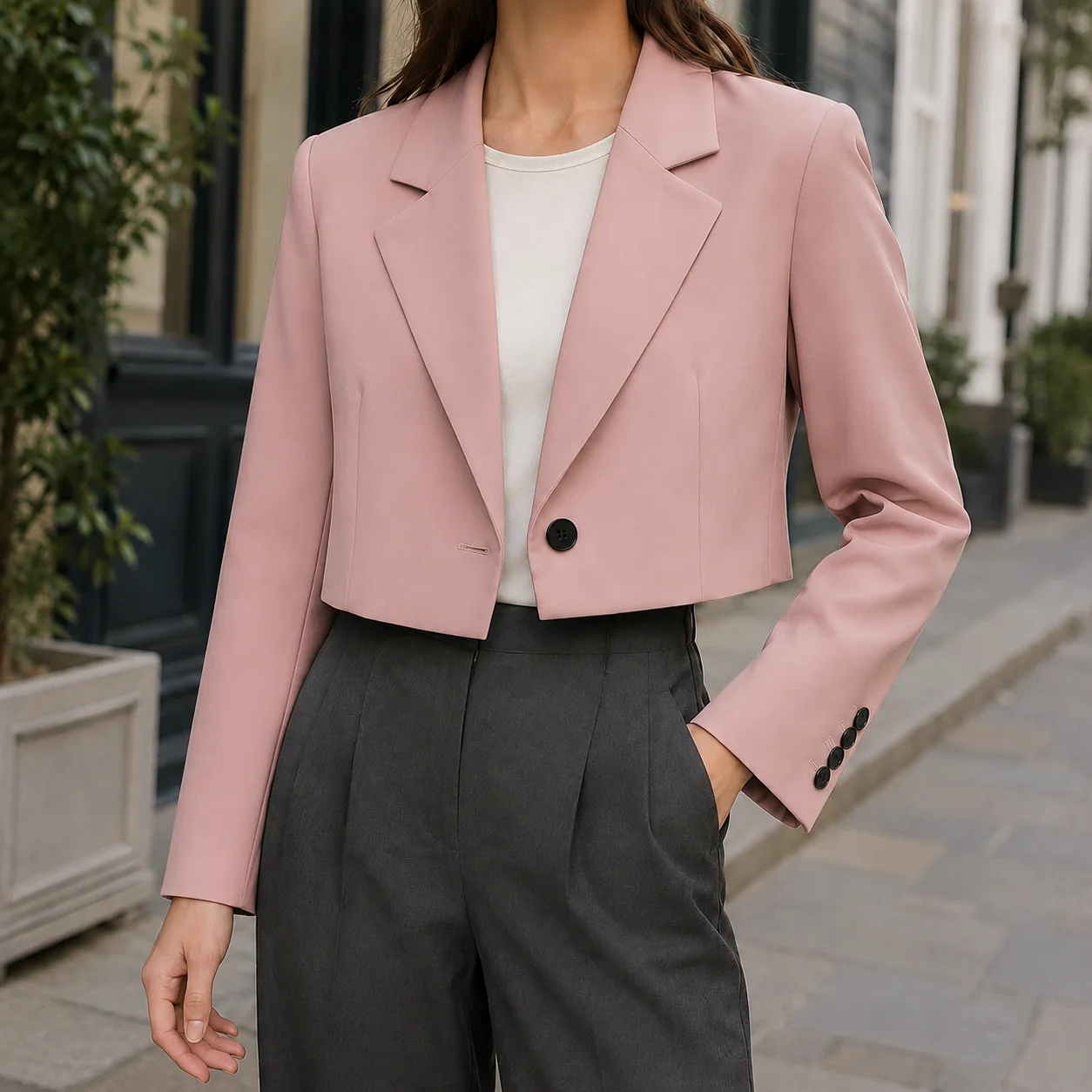 Christabel Cropped Blazer — Pink