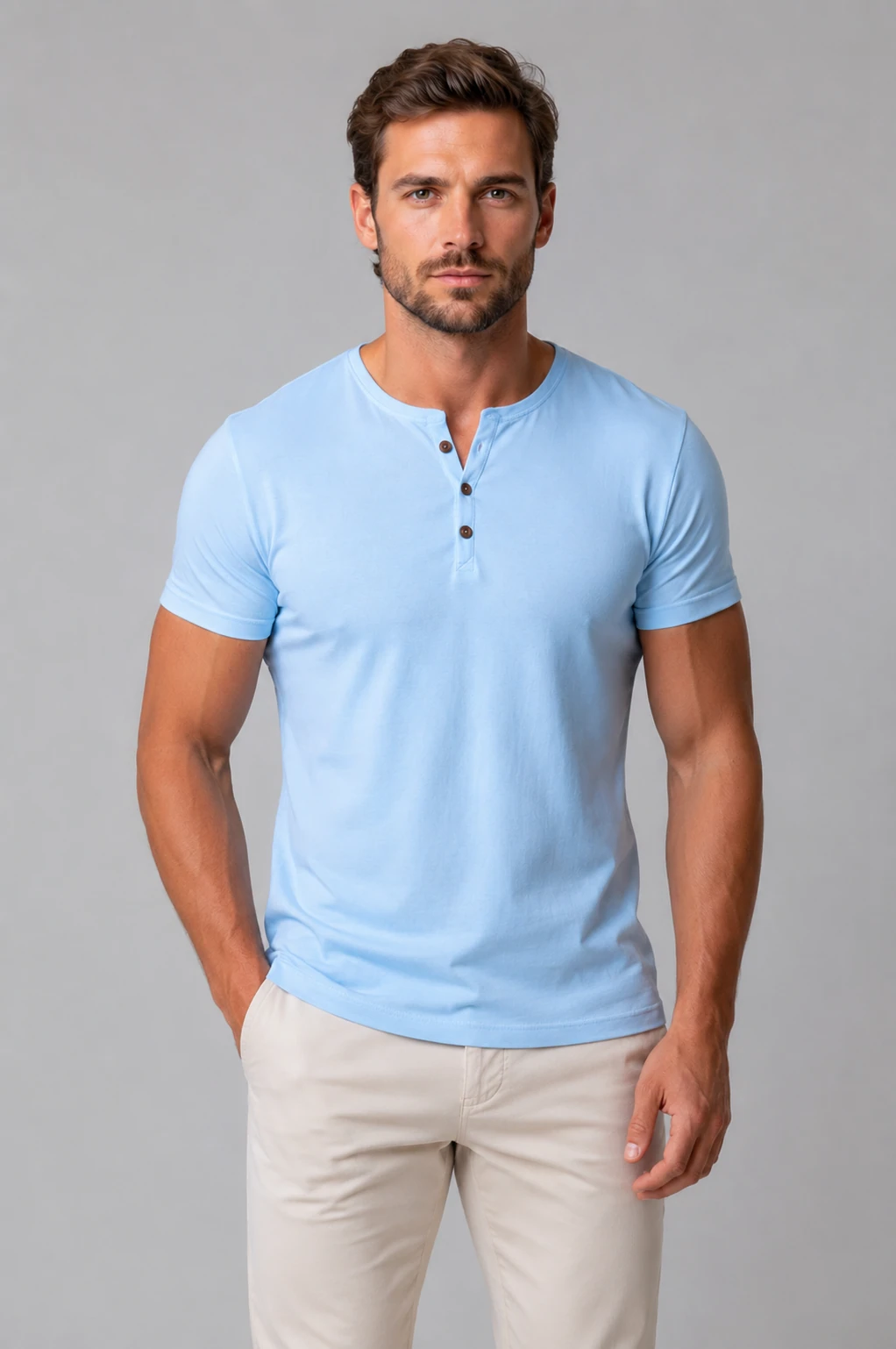 Men's Slim Fit Henley T-Shirt – Casual Button Neck