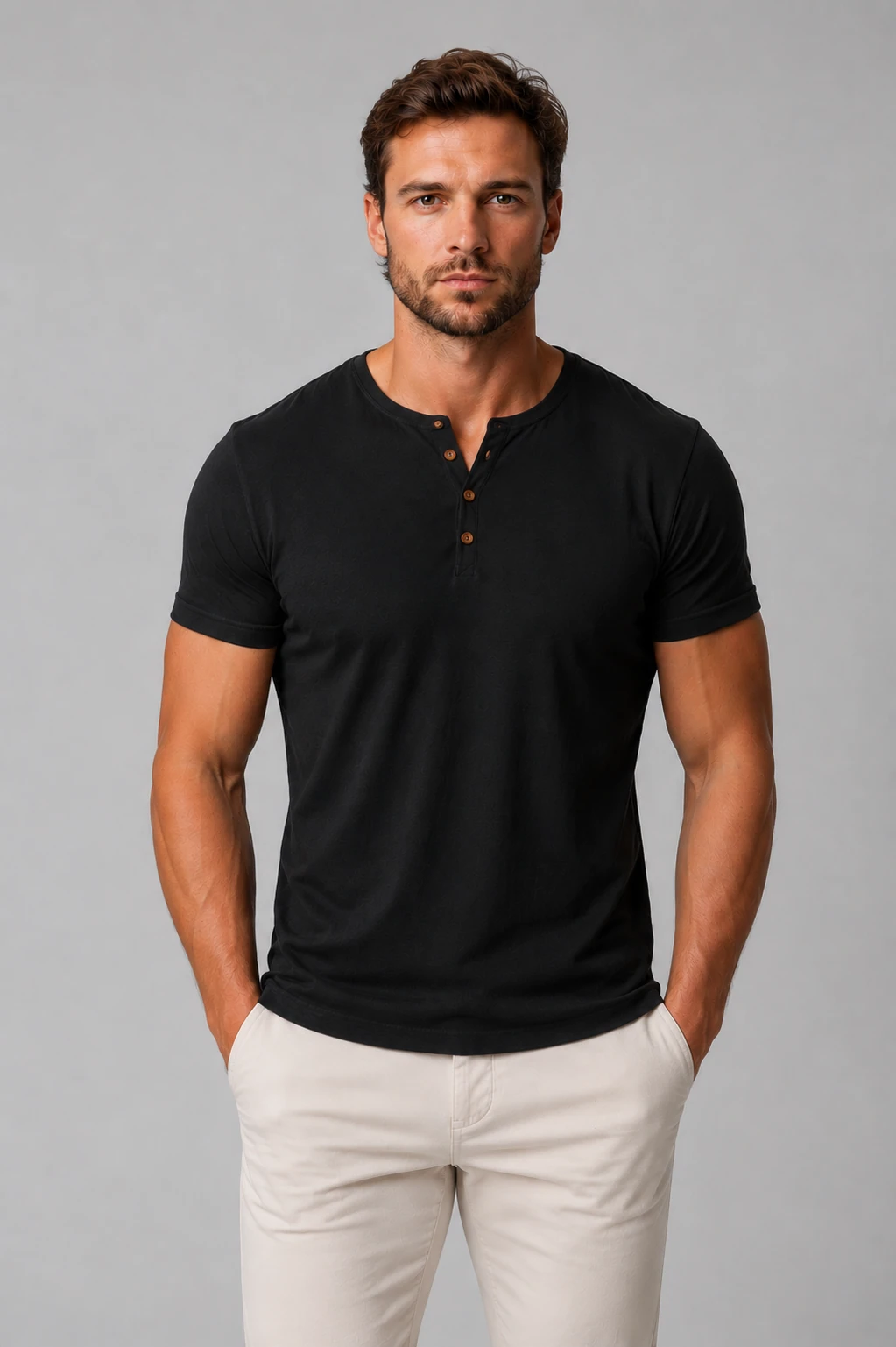 Men's Slim Fit Henley T-Shirt – Casual Button Neck