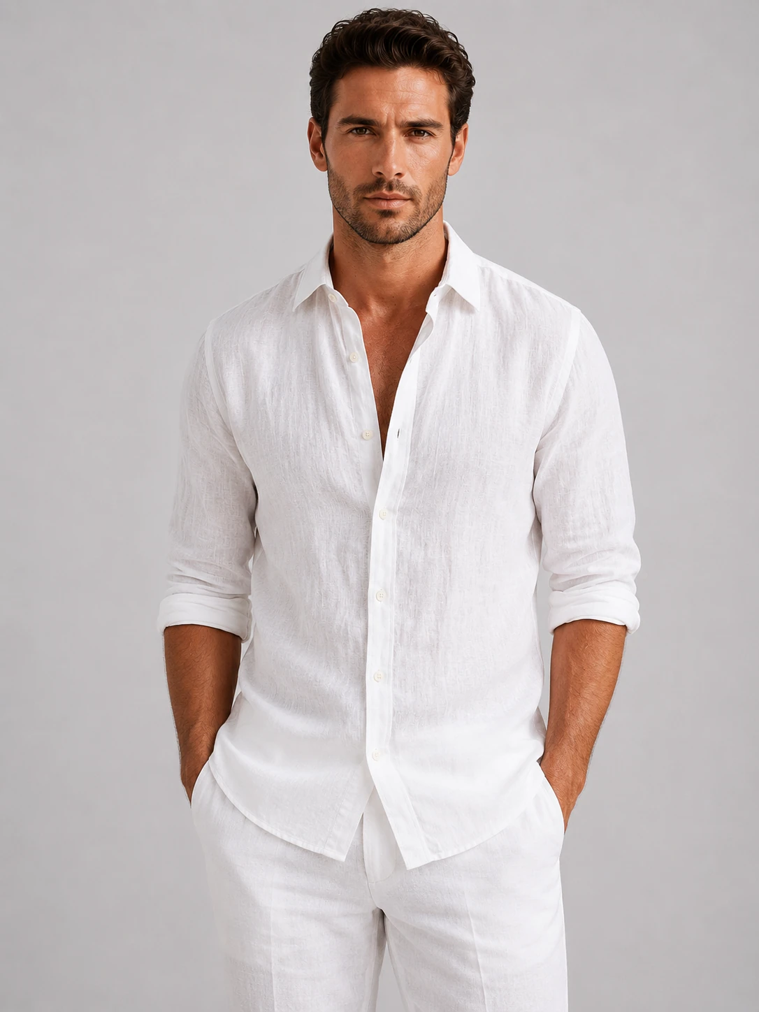 Men’s Linen Look Summer Shirt – Relaxed Fit Button-Up
