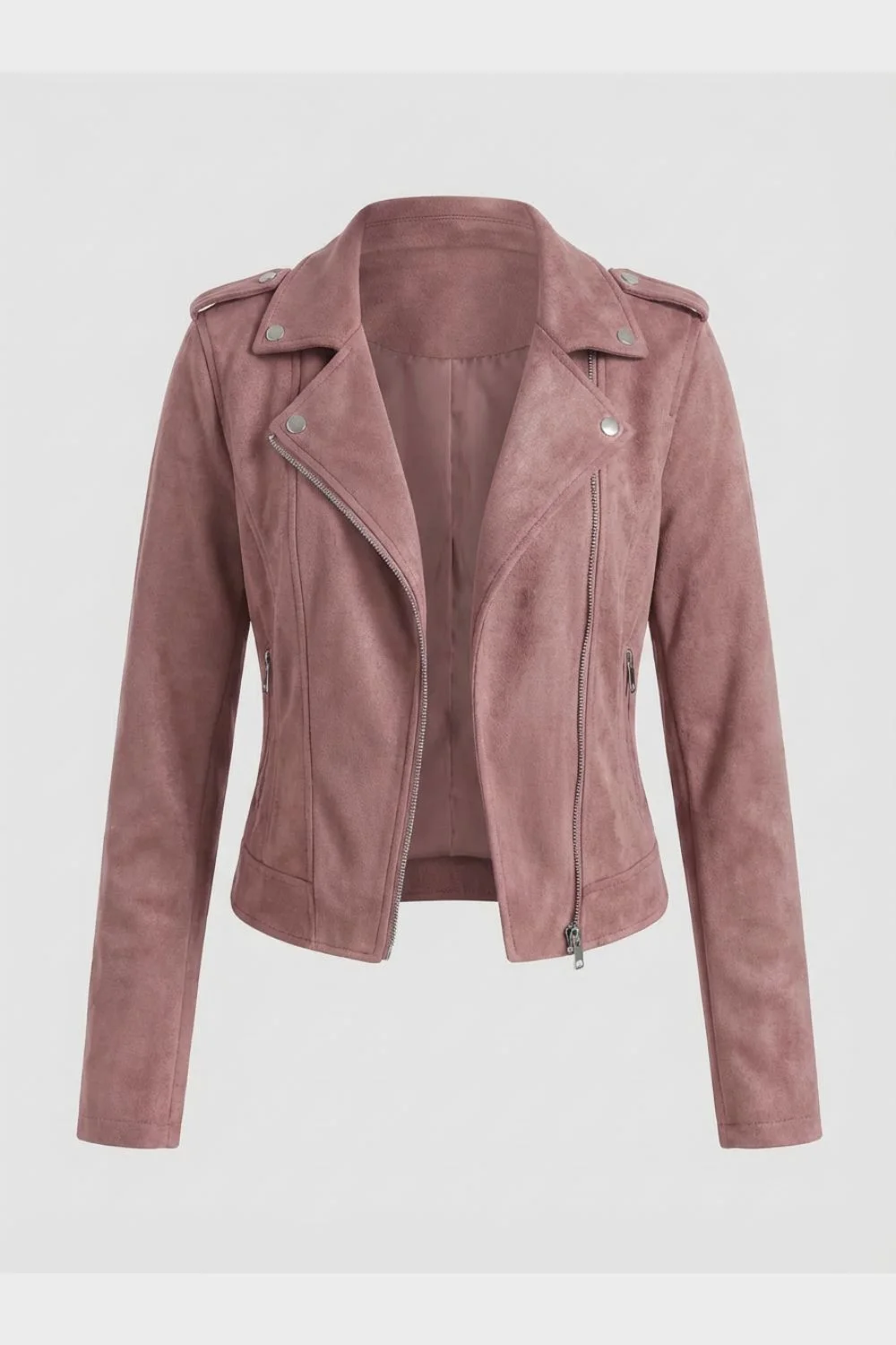 Saskia Zip Biker Jacket — Black