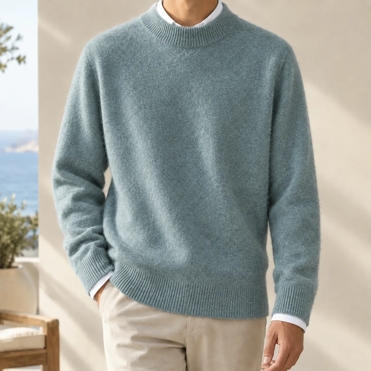 Blake Ribbed Neck Sweater — Graystone Green