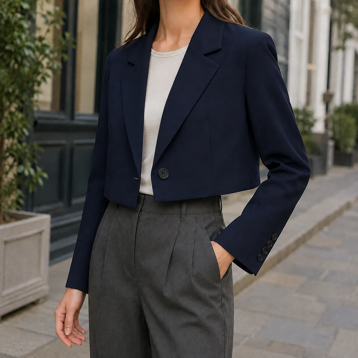 Christabel Cropped Blazer — Navy