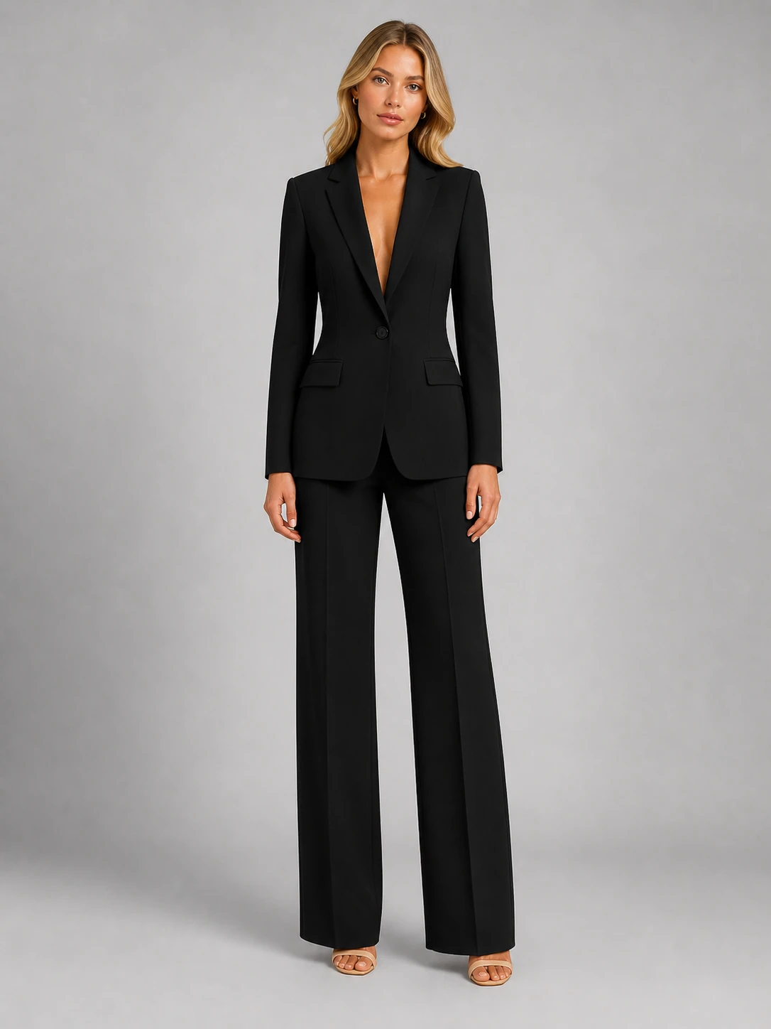 Women’s Tailored Blazer and Wide-Leg Trousers Set – Smart Occasion Style