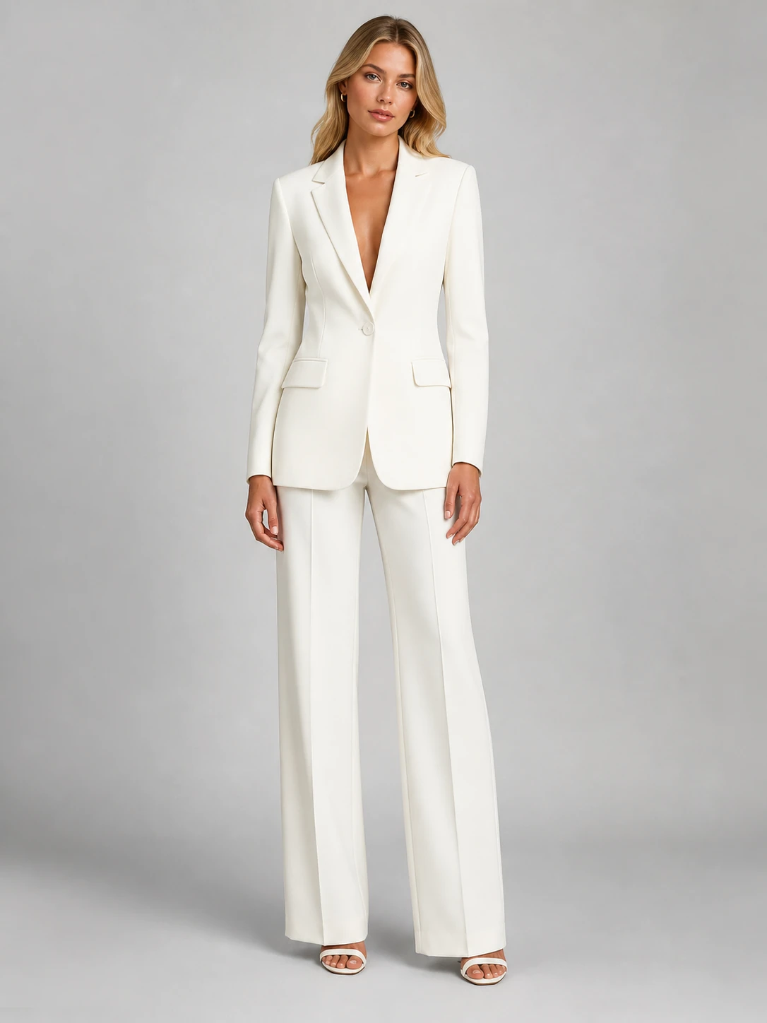 Women’s Tailored Blazer and Wide-Leg Trousers Set – Smart Occasion Style