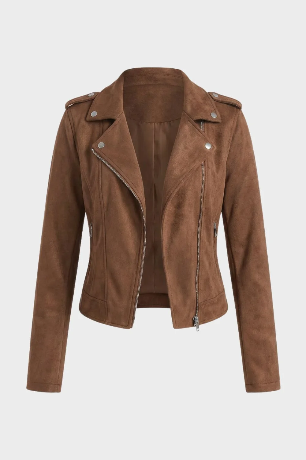Saskia Zip Biker Jacket — Black