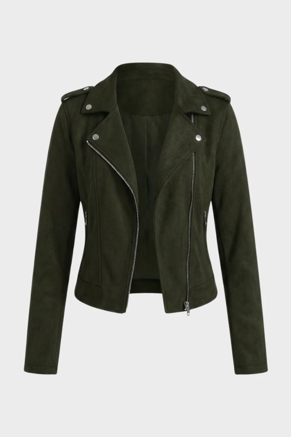 Saskia Zip Biker Jacket — Black