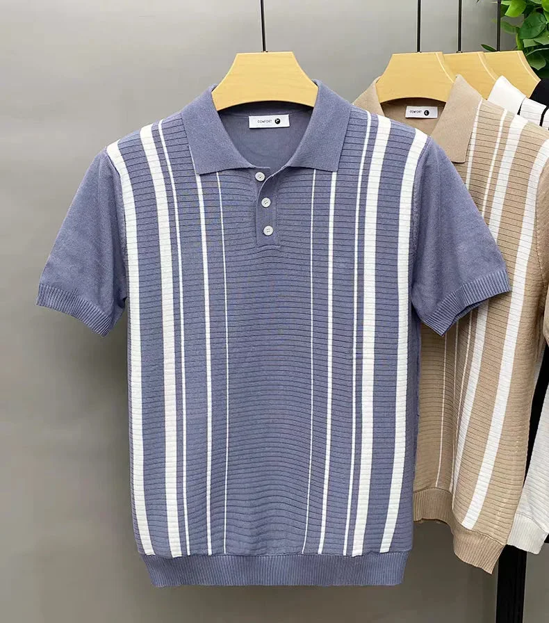Roma Striped Knit Polo