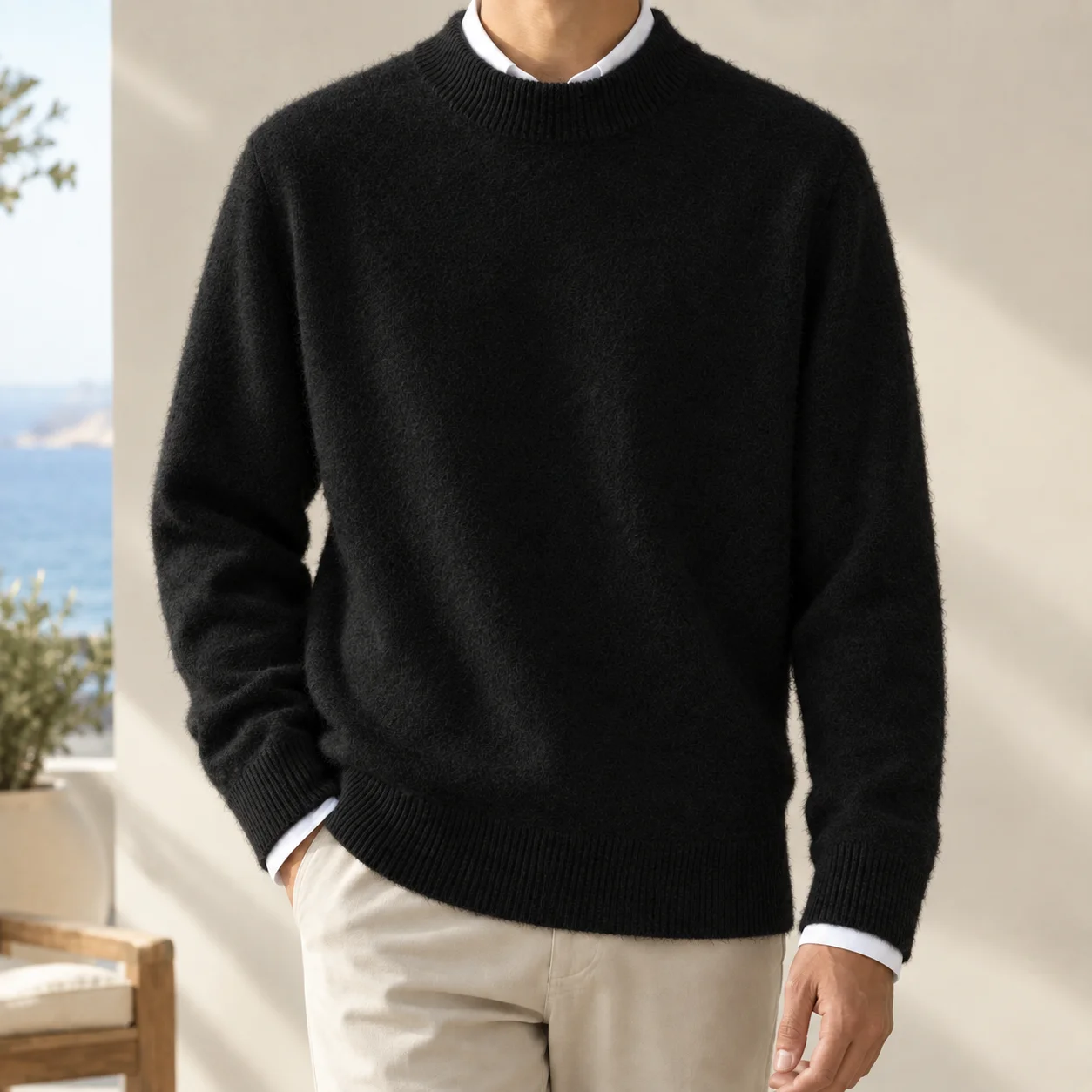 Blake Ribbed Neck Sweater — Black